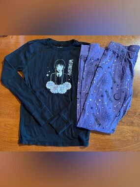 Wednesday Addams Black & Purple Kids Pajama Set